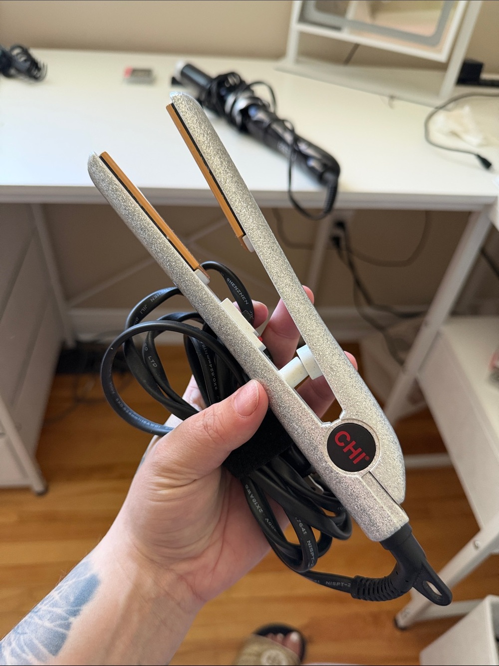 CHI Glitter Silver Mini Flat Iron - Silver